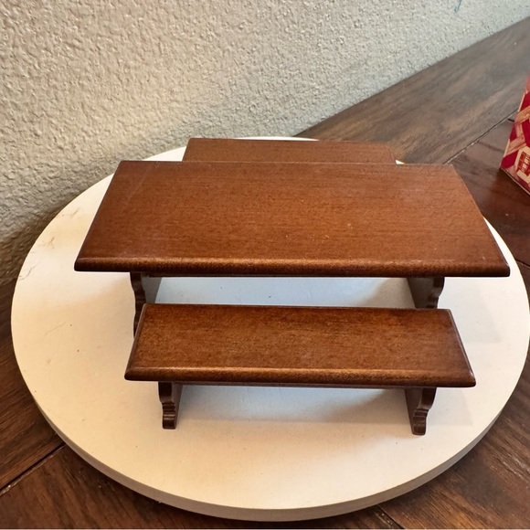 Other - Vintage town square miniatures Dollhouse Furniture Miniature Wood table benches